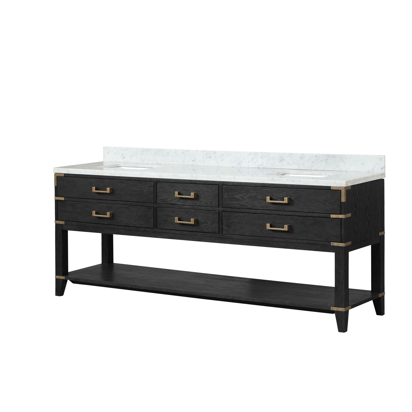 Norwalk 84 in W x 22 in D Black Oak Double Bath Vanity