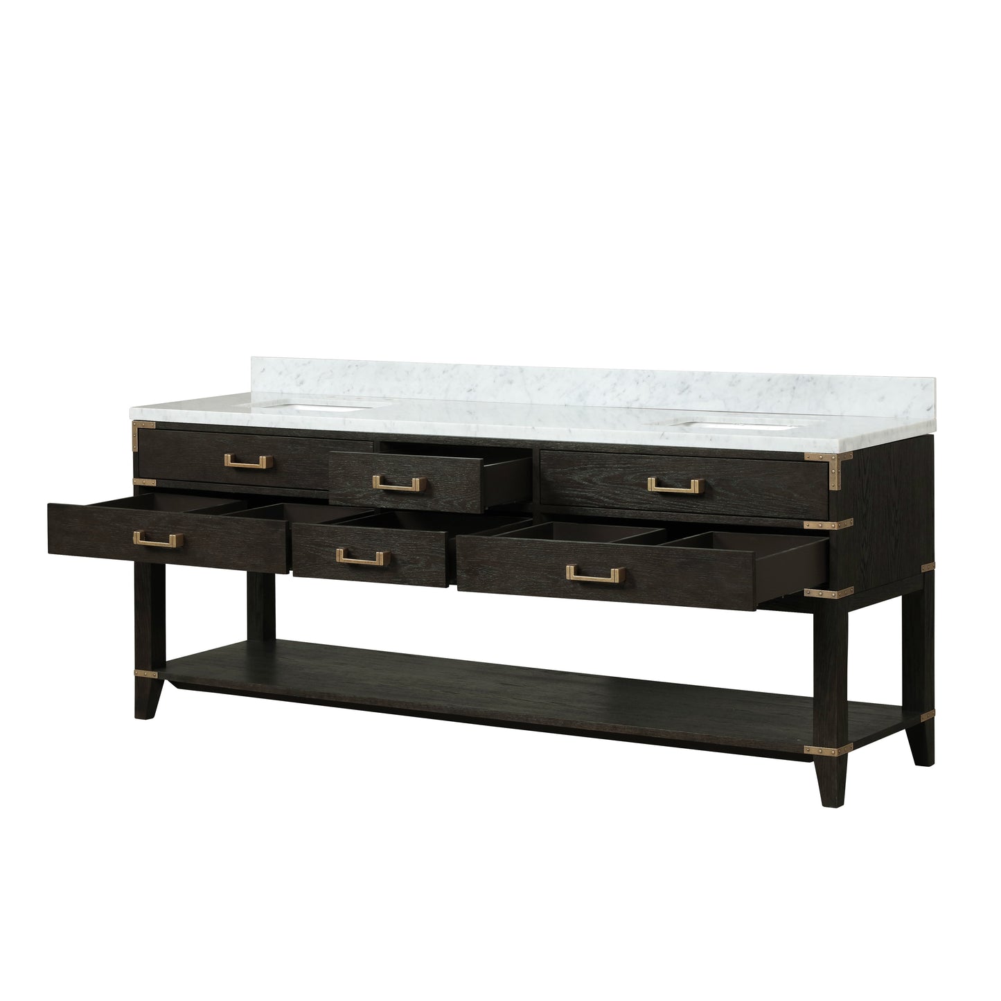 Norwalk 84 in W x 22 in D Black Oak Double Bath Vanity