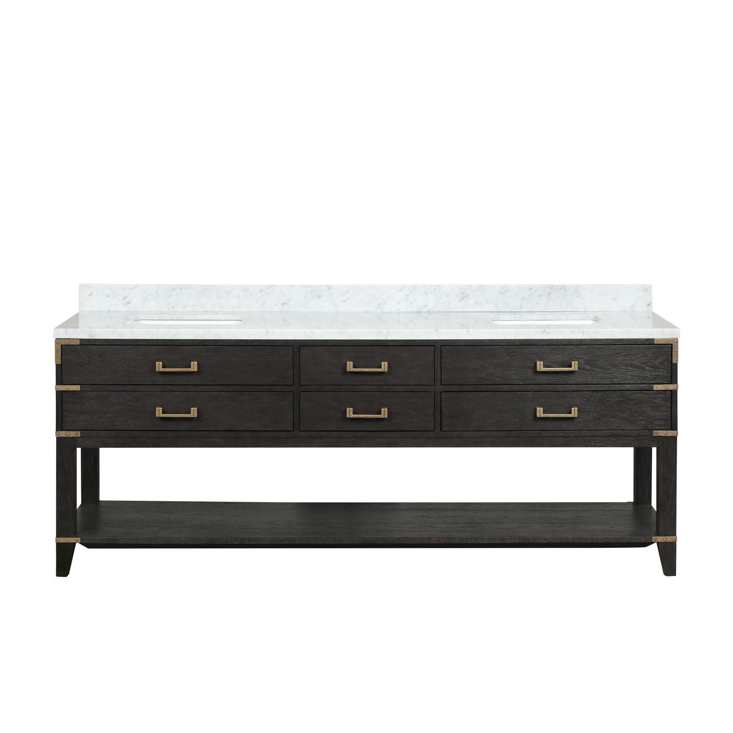 Norwalk 84 in W x 22 in D Black Oak Double Bath Vanity