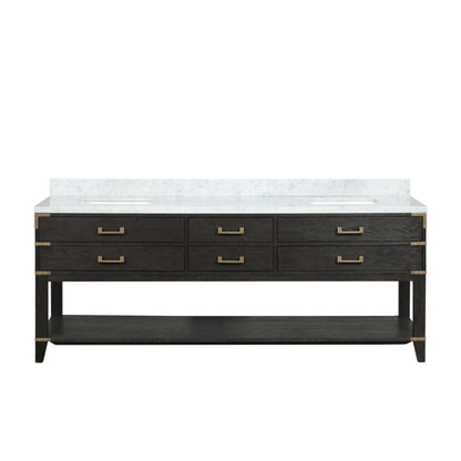 Norwalk 84 in W x 22 in D Black Oak Double Bath Vanity