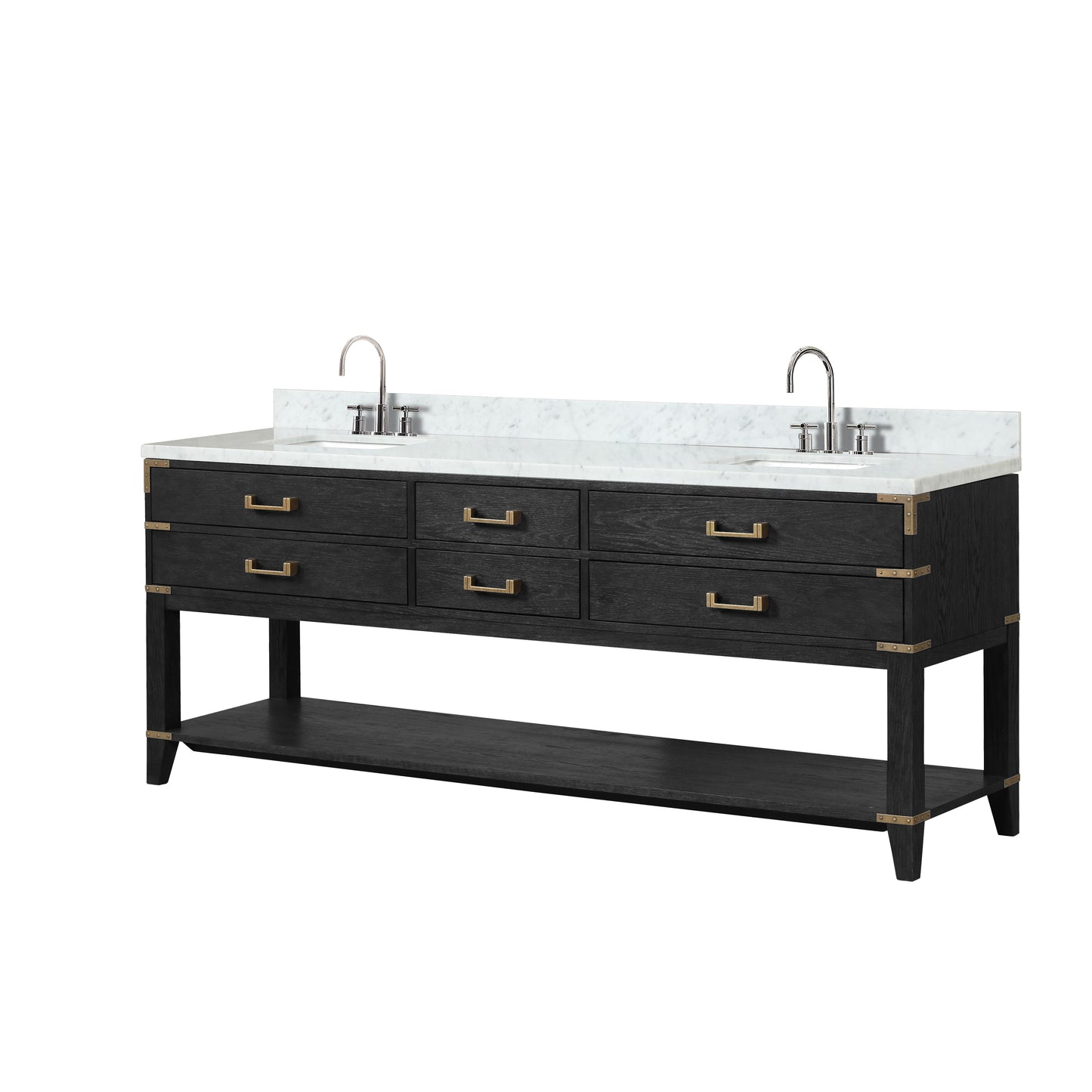 Norwalk 84 in W x 22 in D Black Oak Double Bath Vanity