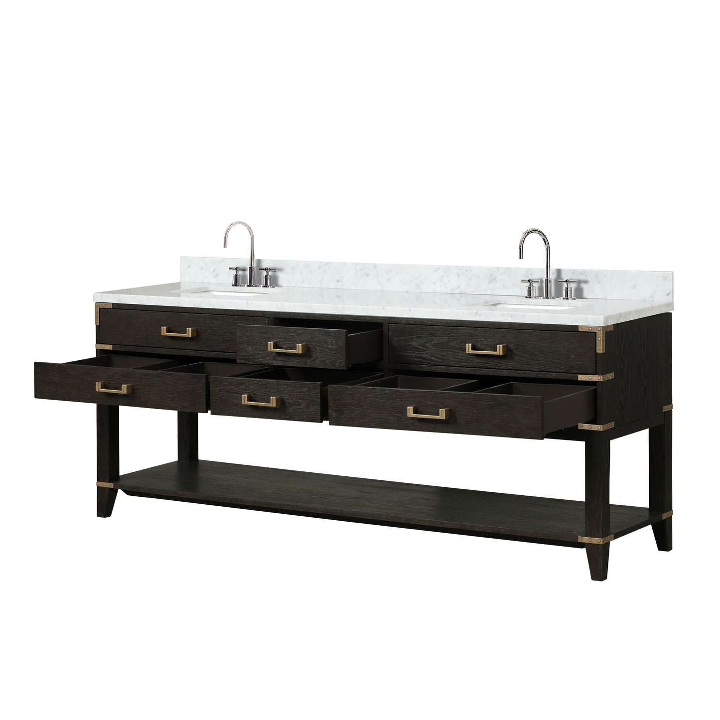 Norwalk 84 in W x 22 in D Black Oak Double Bath Vanity