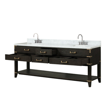 Norwalk 84 in W x 22 in D Black Oak Double Bath Vanity
