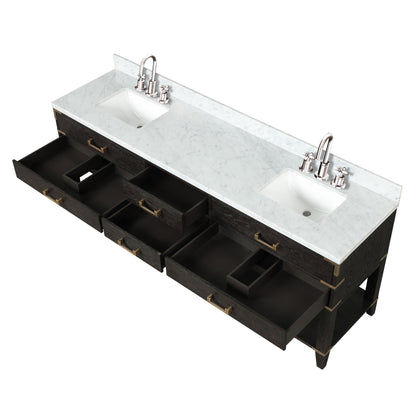 Norwalk 84 in W x 22 in D Black Oak Double Bath Vanity
