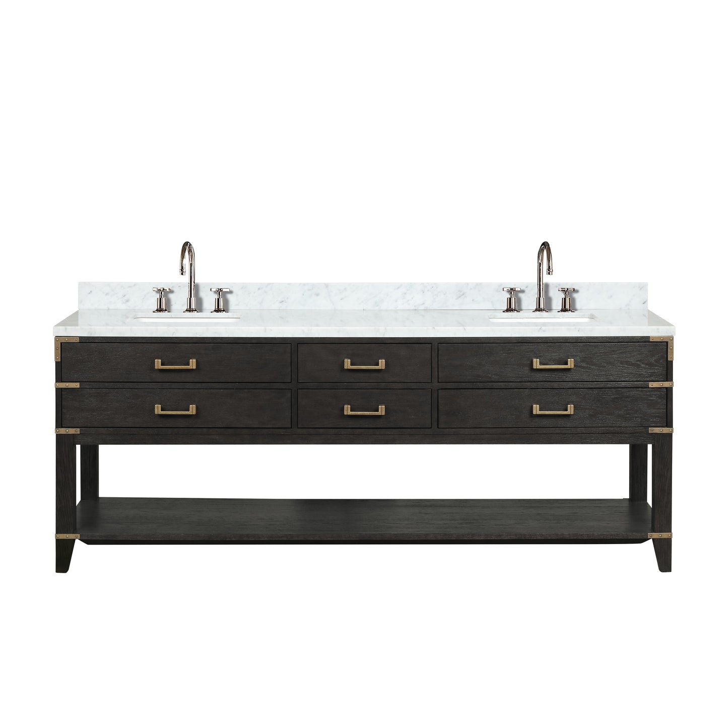 Norwalk 84 in W x 22 in D Black Oak Double Bath Vanity