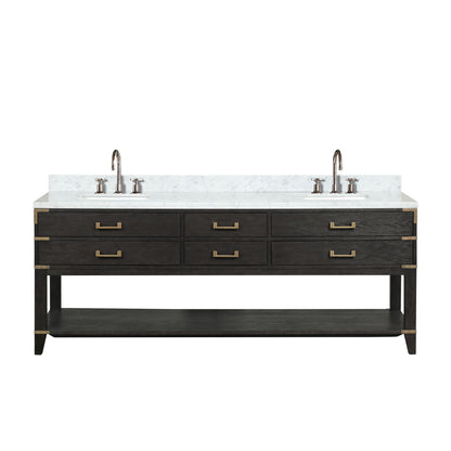 Norwalk 84 in W x 22 in D Black Oak Double Bath Vanity