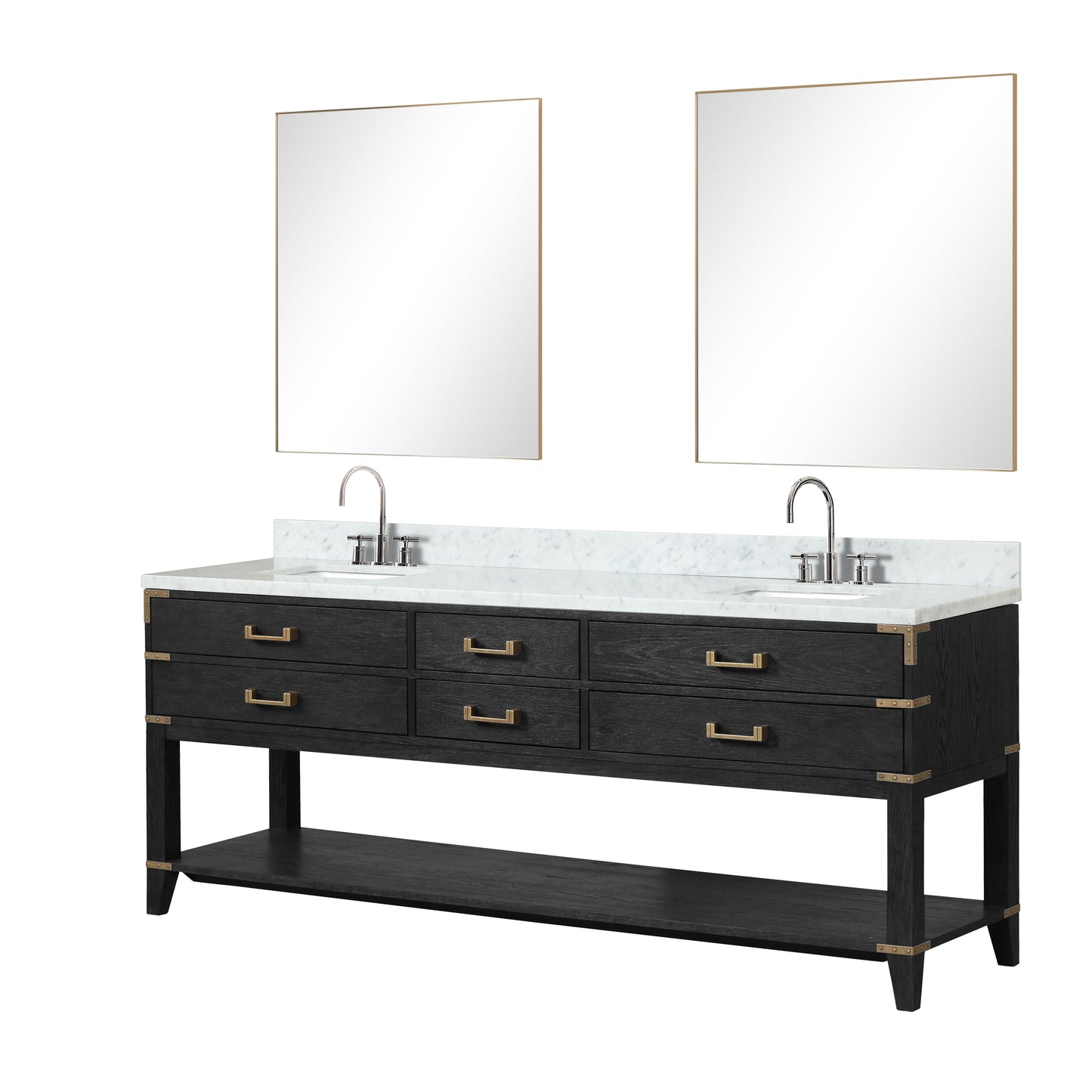 Norwalk 84 in W x 22 in D Black Oak Double Bath Vanity