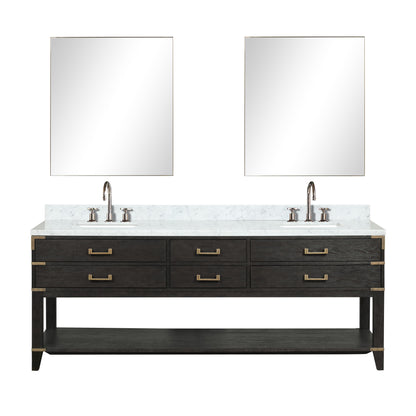 Norwalk 84 in W x 22 in D Black Oak Double Bath Vanity
