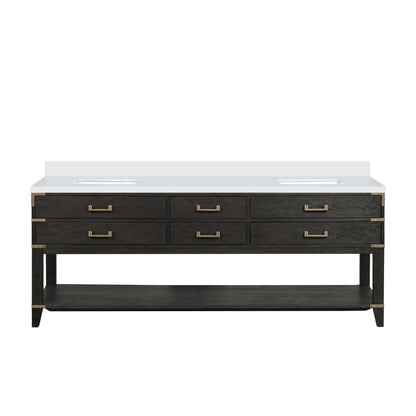 Norwalk 84 in W x 22 in D Black Oak Double Bath Vanity