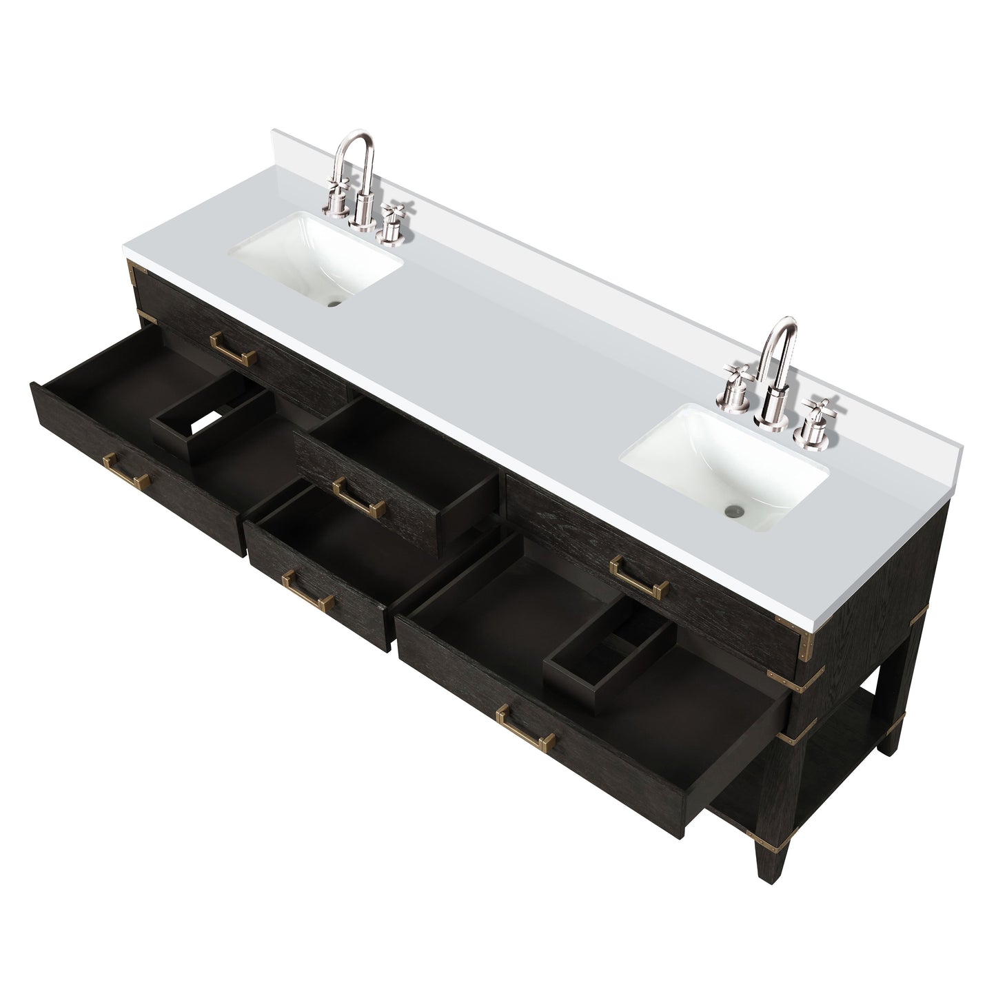 Norwalk 84 in W x 22 in D Black Oak Double Bath Vanity