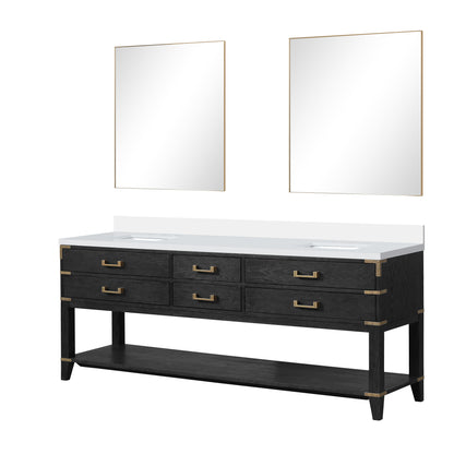 Norwalk 84 in W x 22 in D Black Oak Double Bath Vanity