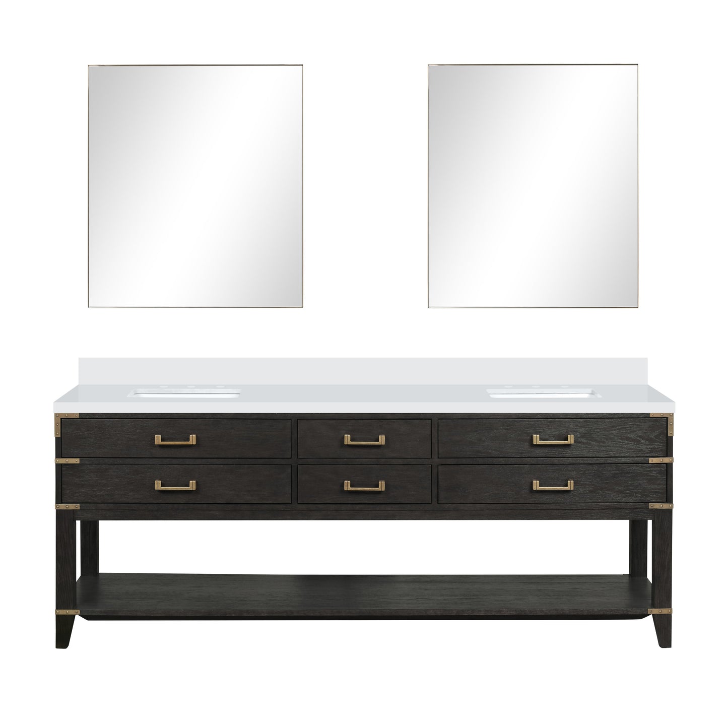 Norwalk 84 in W x 22 in D Black Oak Double Bath Vanity