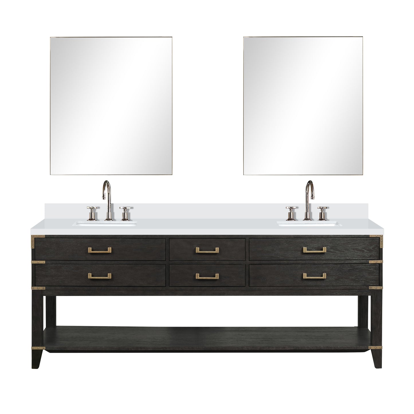 Norwalk 84 in W x 22 in D Black Oak Double Bath Vanity