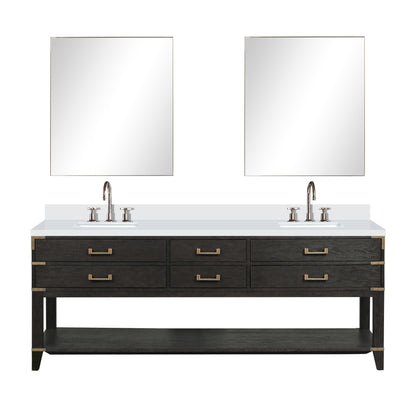 Norwalk 84 in W x 22 in D Black Oak Double Bath Vanity