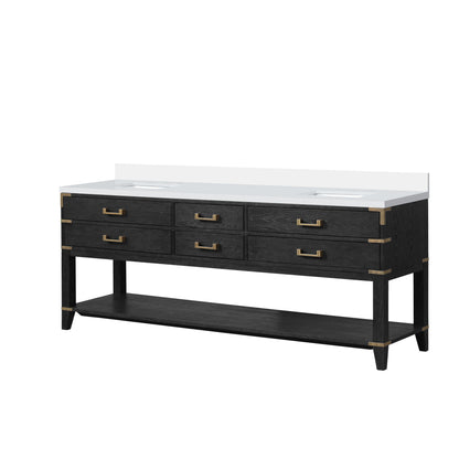 Norwalk 84 in W x 22 in D Black Oak Double Bath Vanity