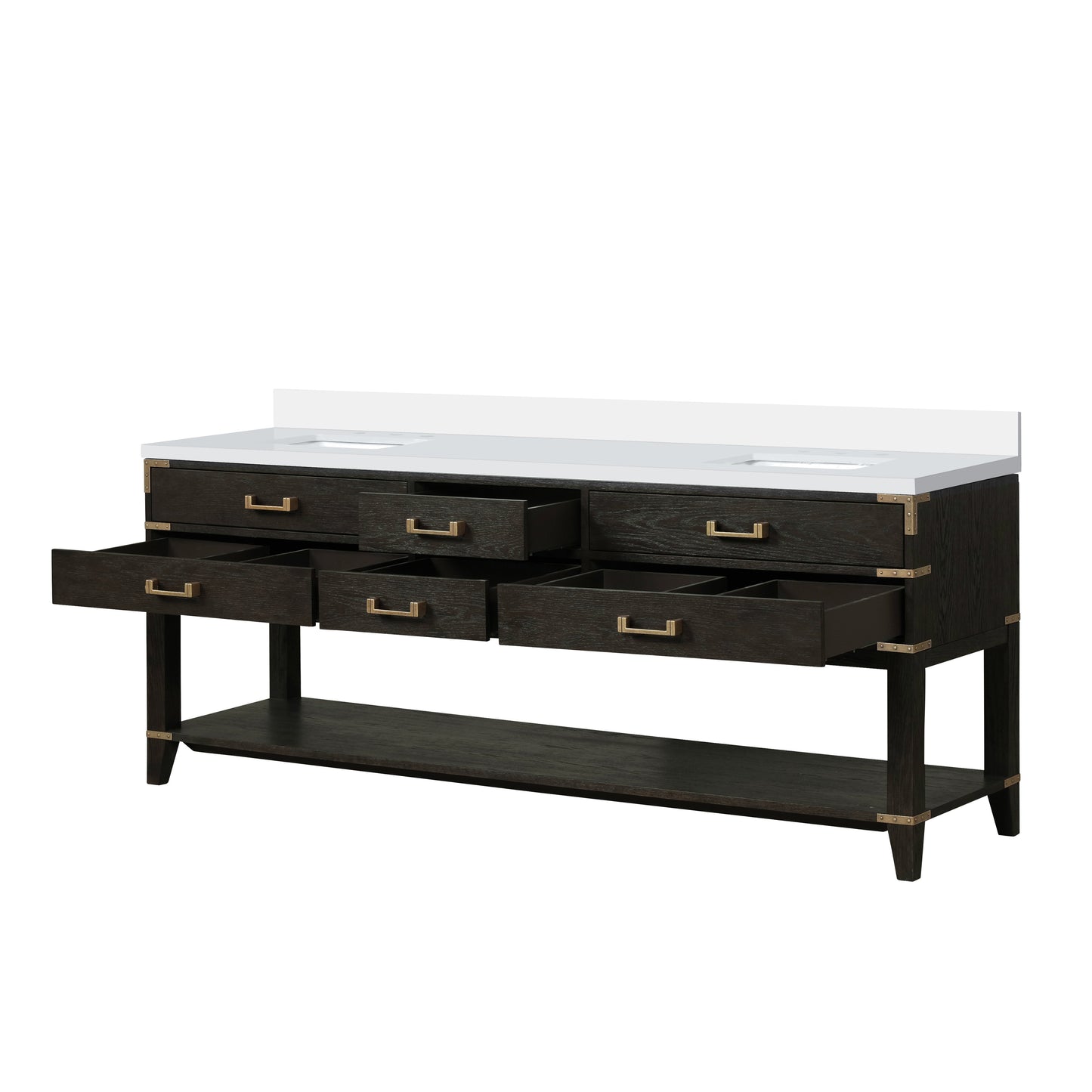 Norwalk 84 in W x 22 in D Black Oak Double Bath Vanity