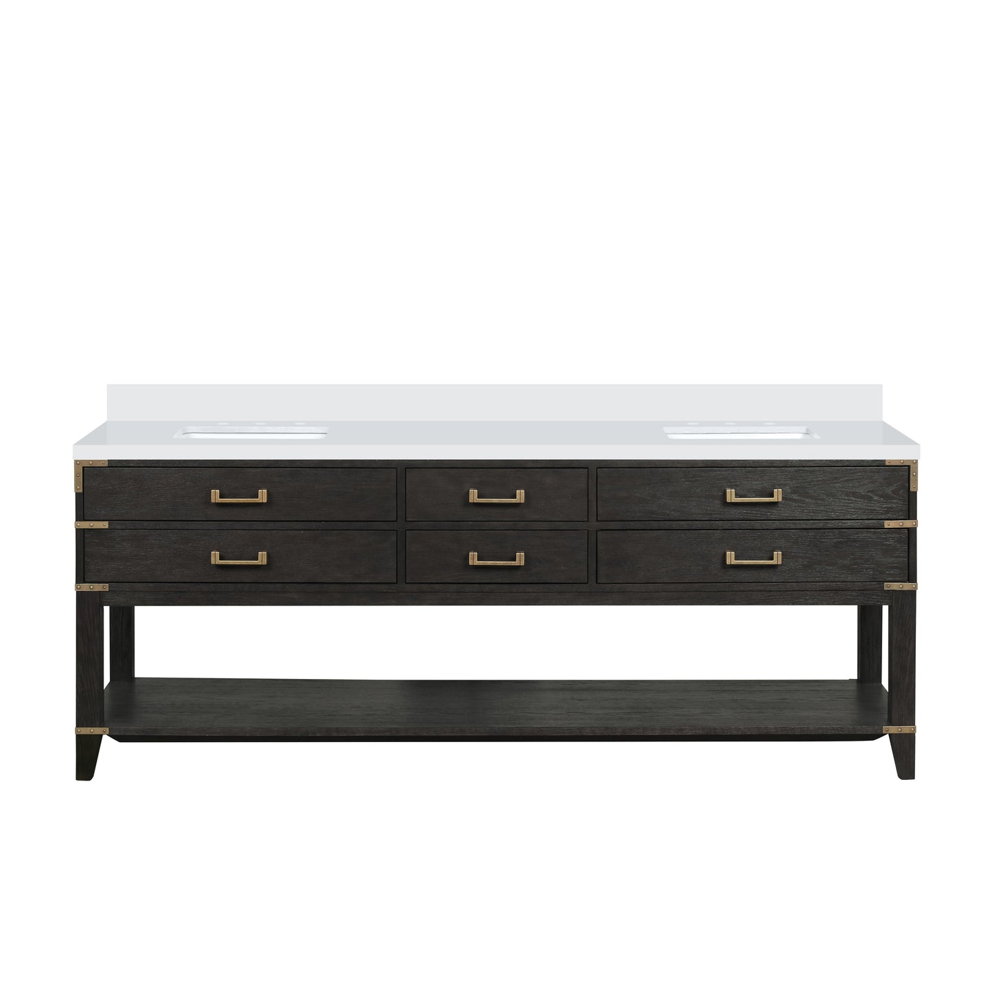 Norwalk 84 in W x 22 in D Black Oak Double Bath Vanity