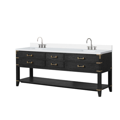 Norwalk 84 in W x 22 in D Black Oak Double Bath Vanity