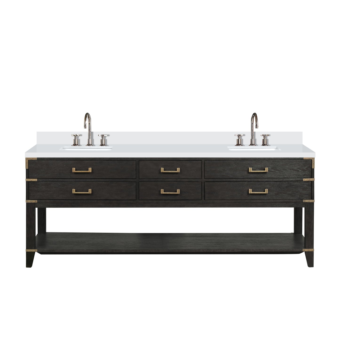 Norwalk 84 in W x 22 in D Black Oak Double Bath Vanity