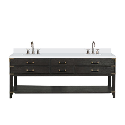 Norwalk 84 in W x 22 in D Black Oak Double Bath Vanity