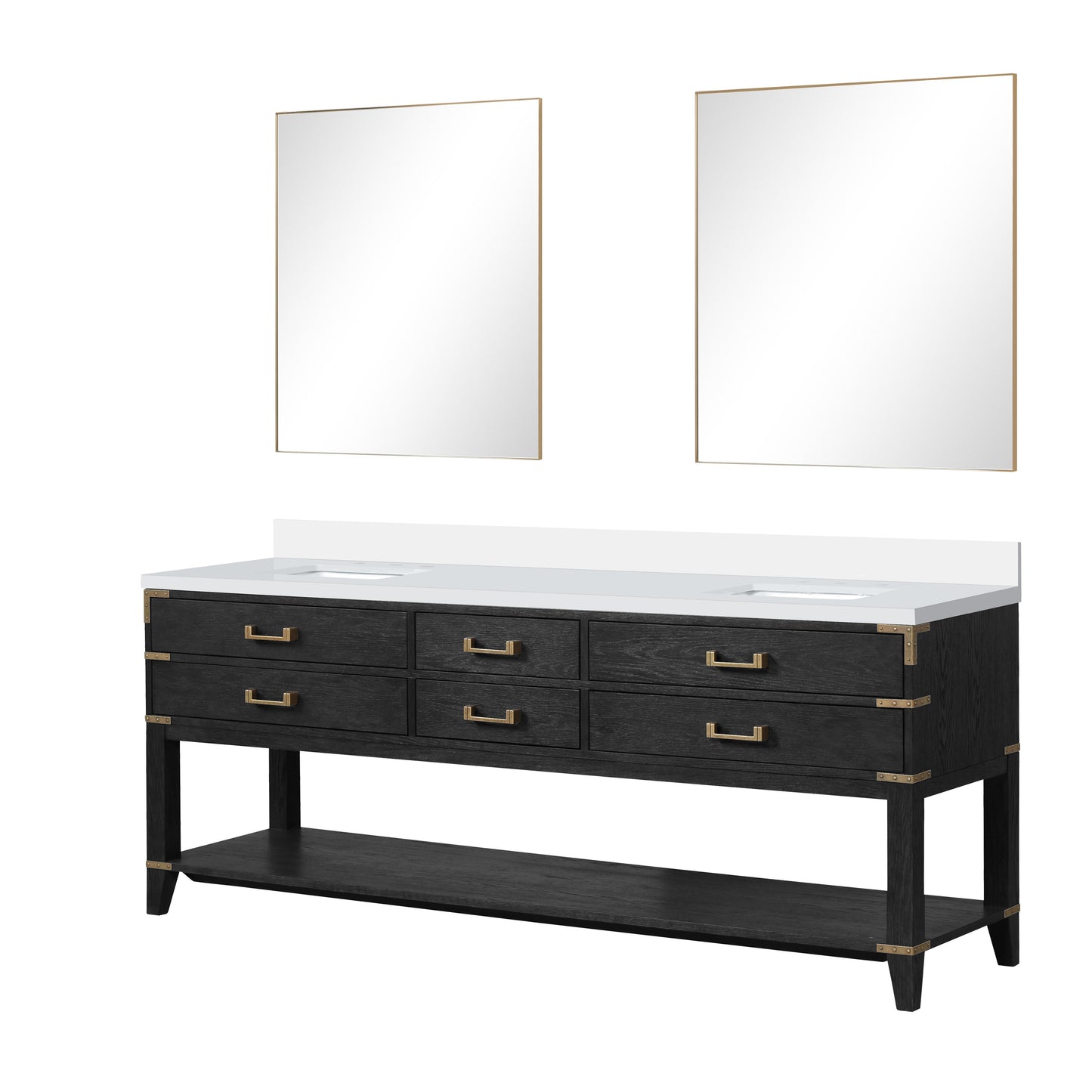 Norwalk 84 in W x 22 in D Black Oak Double Bath Vanity