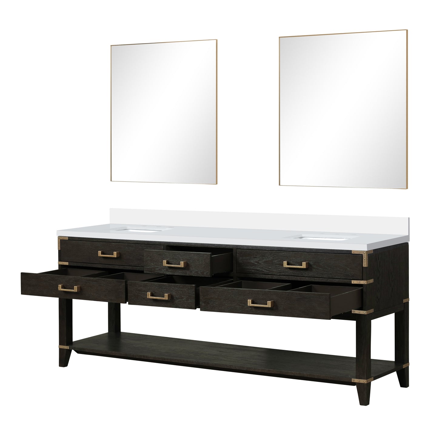 Norwalk 84 in W x 22 in D Black Oak Double Bath Vanity