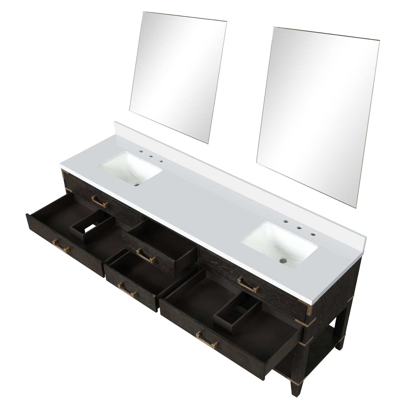 Norwalk 84 in W x 22 in D Black Oak Double Bath Vanity