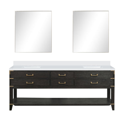Norwalk 84 in W x 22 in D Black Oak Double Bath Vanity
