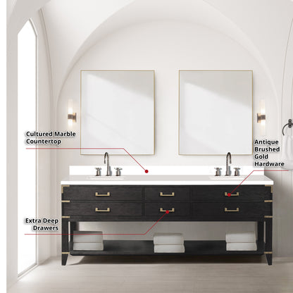 Norwalk 84 in W x 22 in D Black Oak Double Bath Vanity
