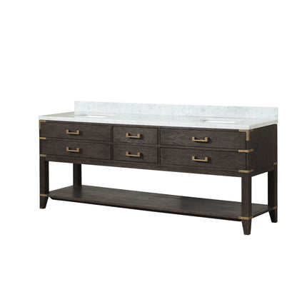 Norwalk 84 in W x 22 in D Brown Oak Double Bath Vanity