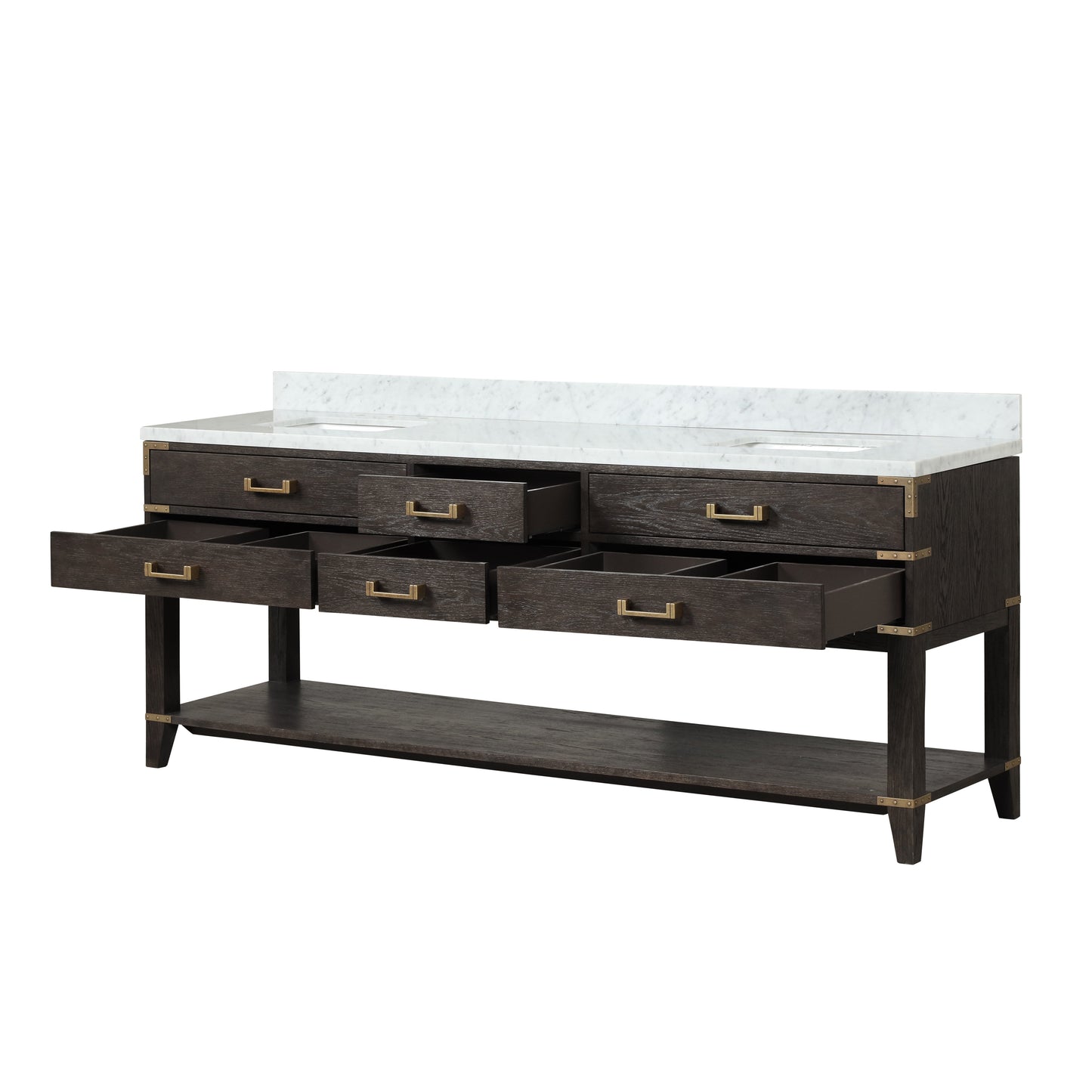 Norwalk 84 in W x 22 in D Brown Oak Double Bath Vanity