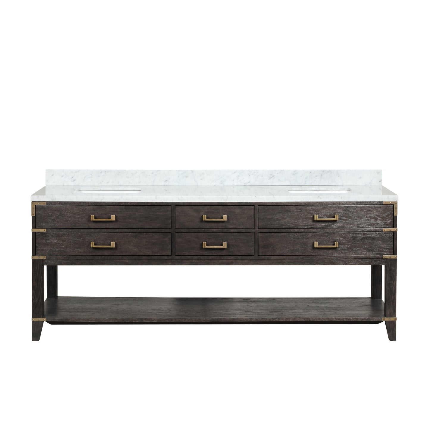 Norwalk 84 in W x 22 in D Brown Oak Double Bath Vanity