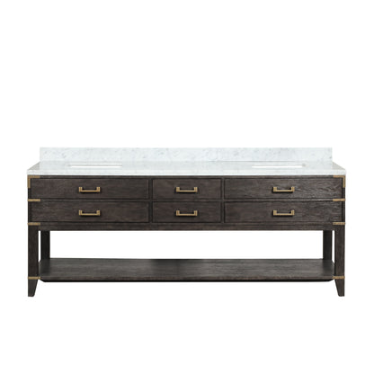Norwalk 84 in W x 22 in D Brown Oak Double Bath Vanity