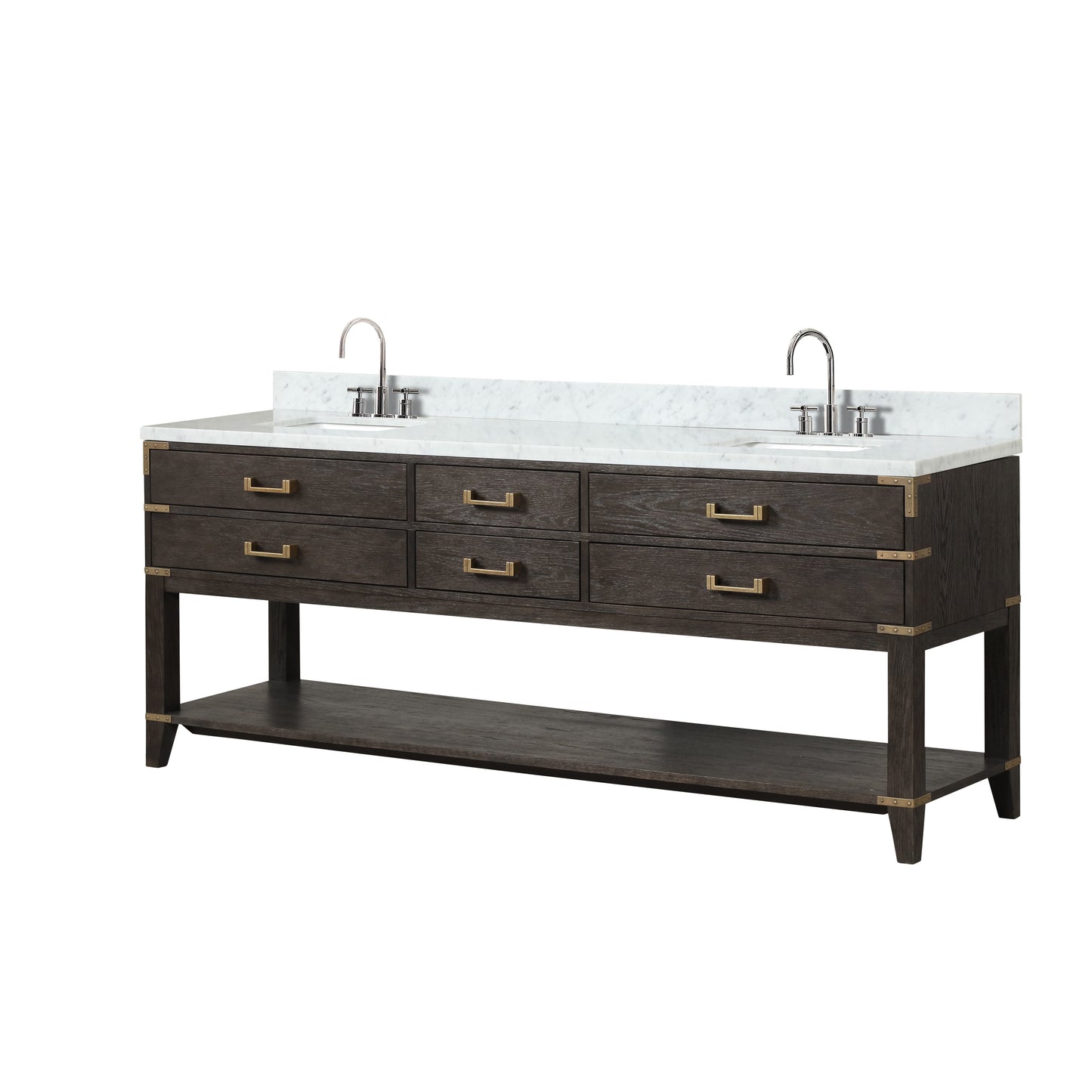 Norwalk 84 in W x 22 in D Brown Oak Double Bath Vanity