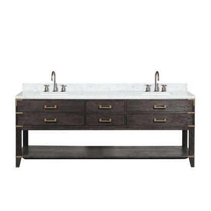 Norwalk 84 in W x 22 in D Brown Oak Double Bath Vanity
