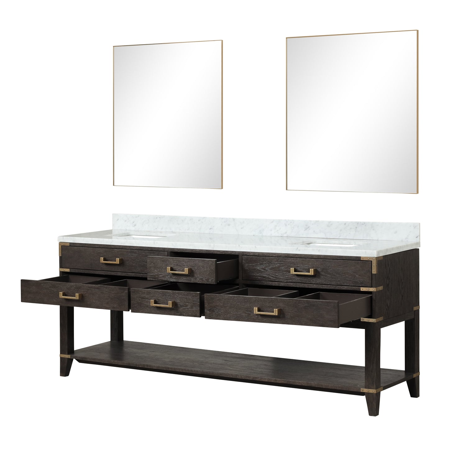 Norwalk 84 in W x 22 in D Brown Oak Double Bath Vanity