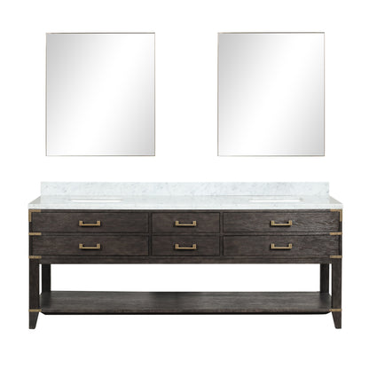 Norwalk 84 in W x 22 in D Brown Oak Double Bath Vanity