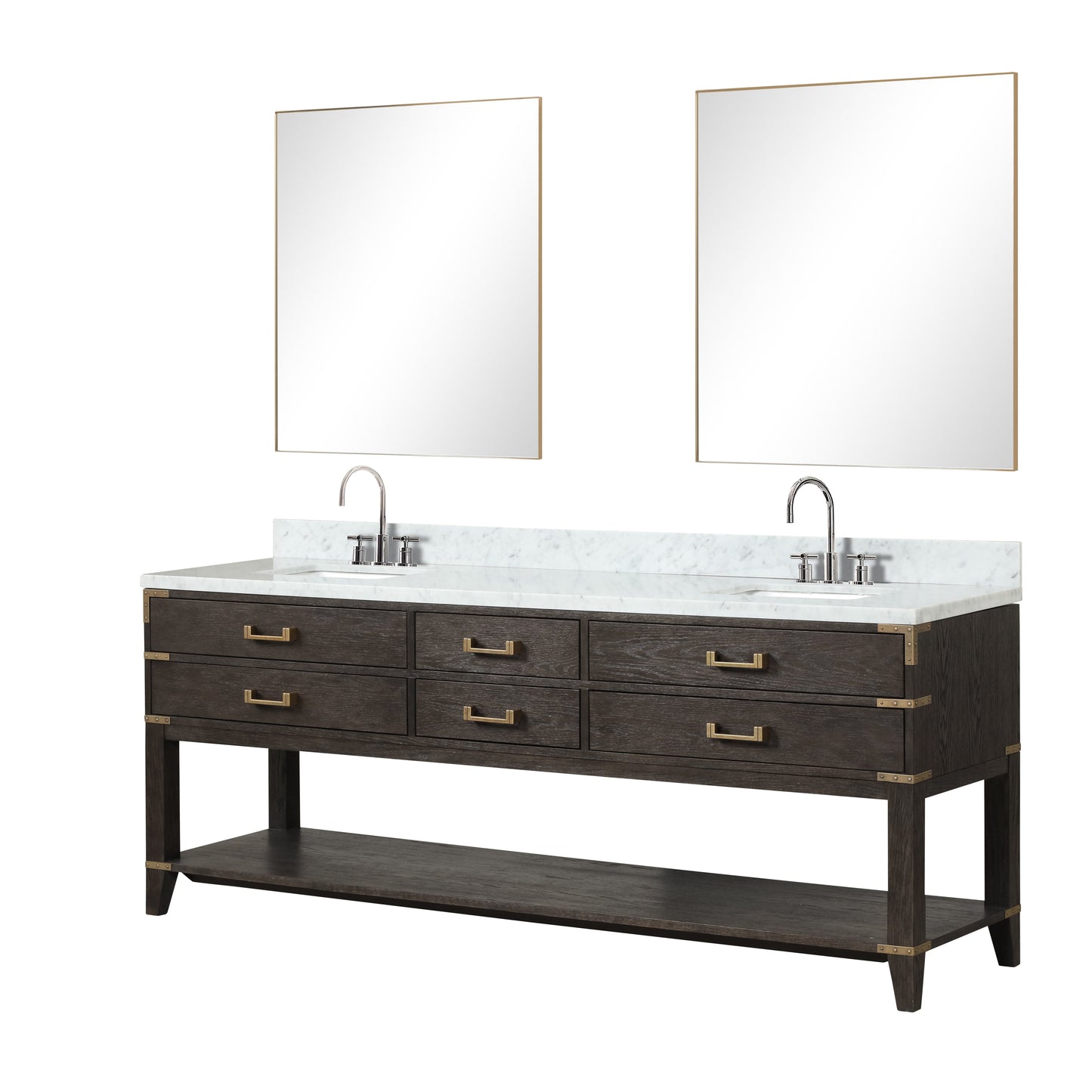 Norwalk 84 in W x 22 in D Brown Oak Double Bath Vanity