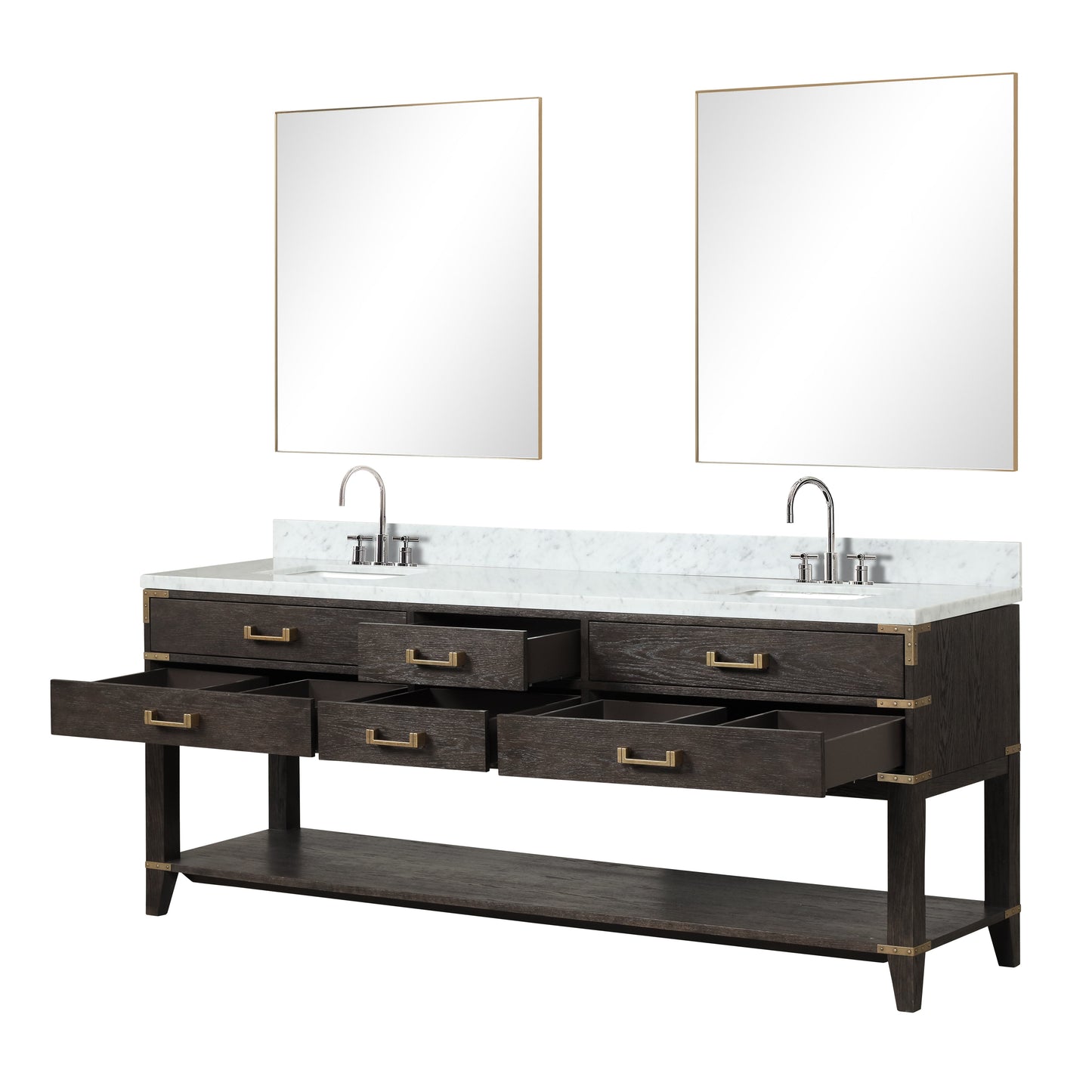 Norwalk 84 in W x 22 in D Brown Oak Double Bath Vanity