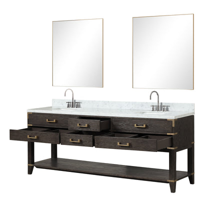 Norwalk 84 in W x 22 in D Brown Oak Double Bath Vanity