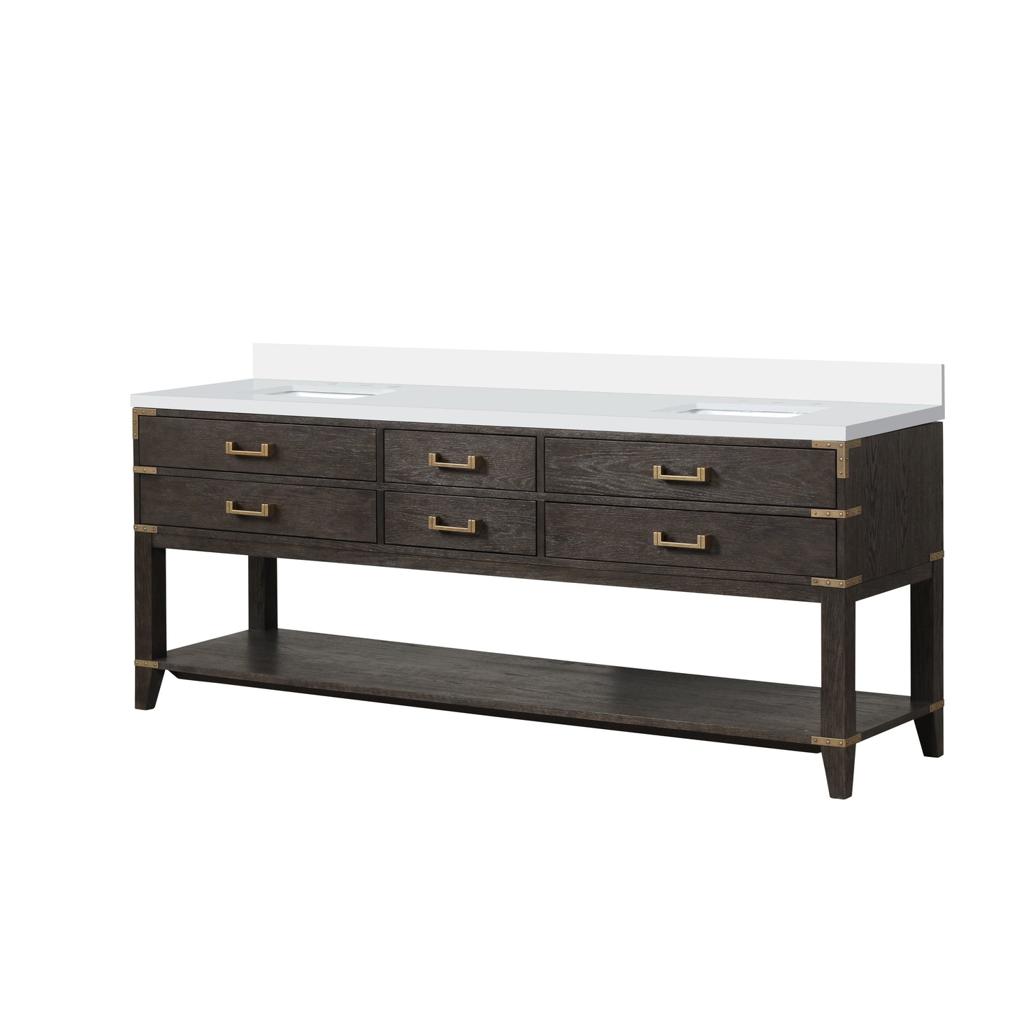 Norwalk 84 in W x 22 in D Brown Oak Double Bath Vanity