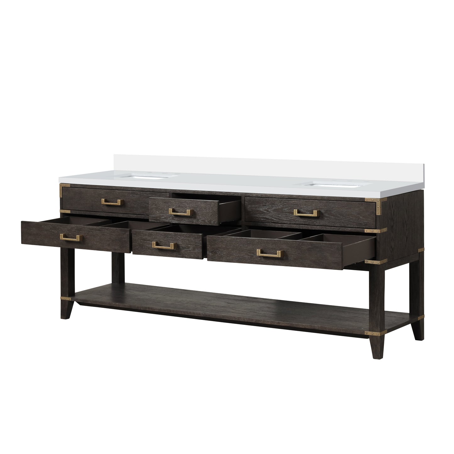 Norwalk 84 in W x 22 in D Brown Oak Double Bath Vanity