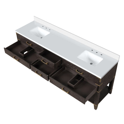 Norwalk 84 in W x 22 in D Brown Oak Double Bath Vanity