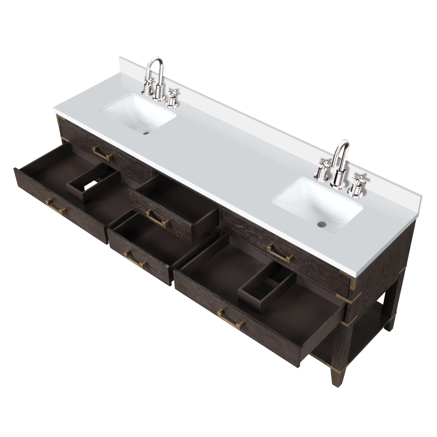 Norwalk 84 in W x 22 in D Brown Oak Double Bath Vanity