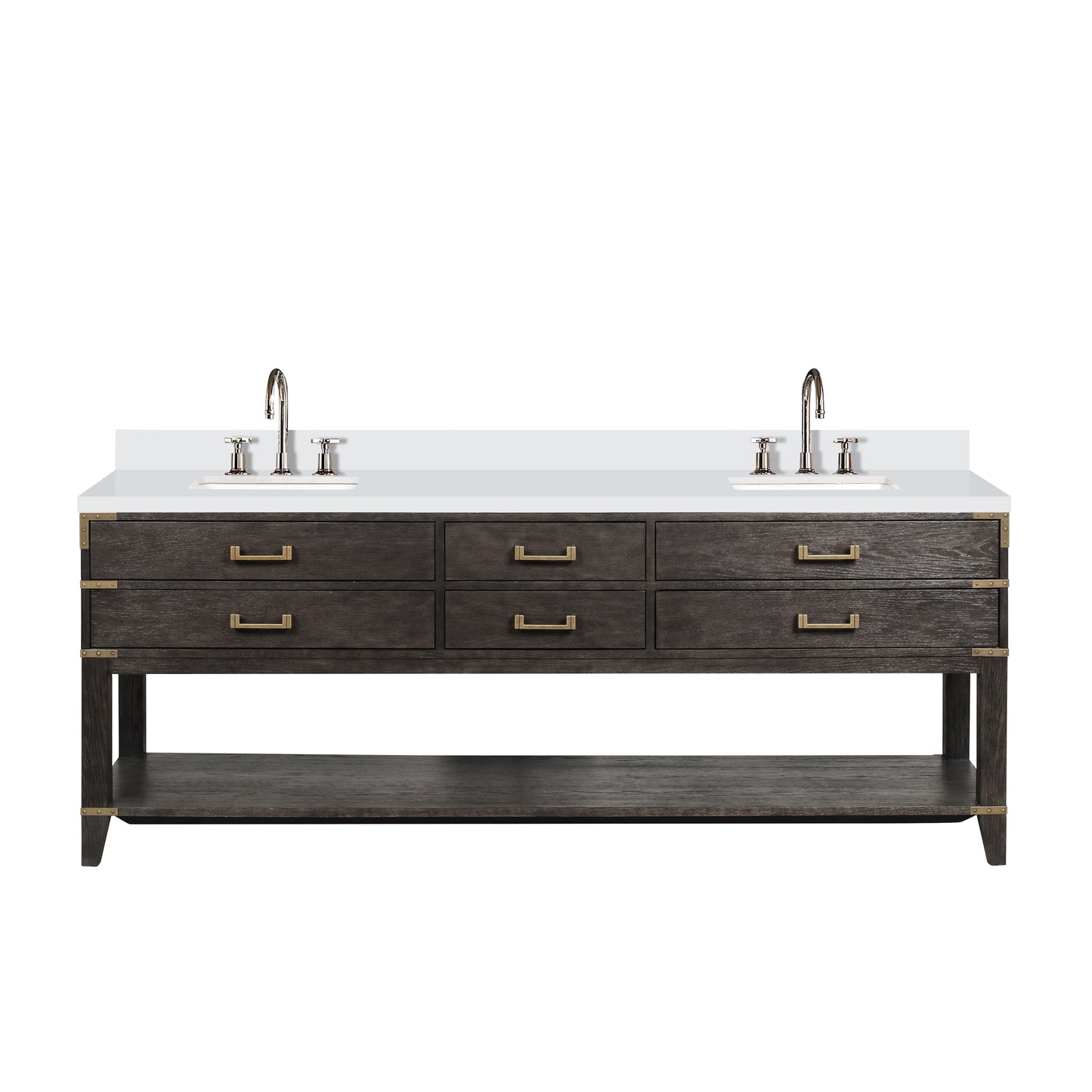Norwalk 84 in W x 22 in D Brown Oak Double Bath Vanity