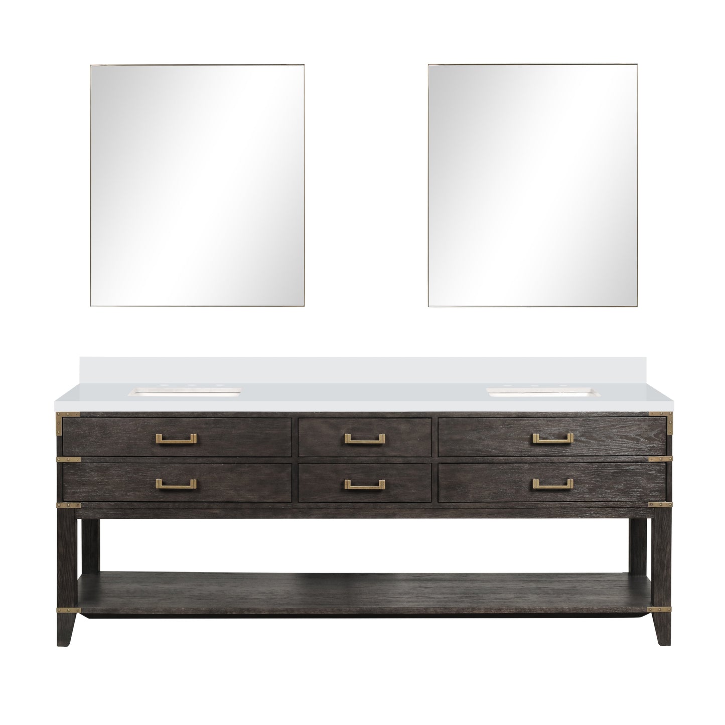Norwalk 84 in W x 22 in D Brown Oak Double Bath Vanity