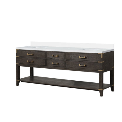 Norwalk 84 in W x 22 in D Brown Oak Double Bath Vanity