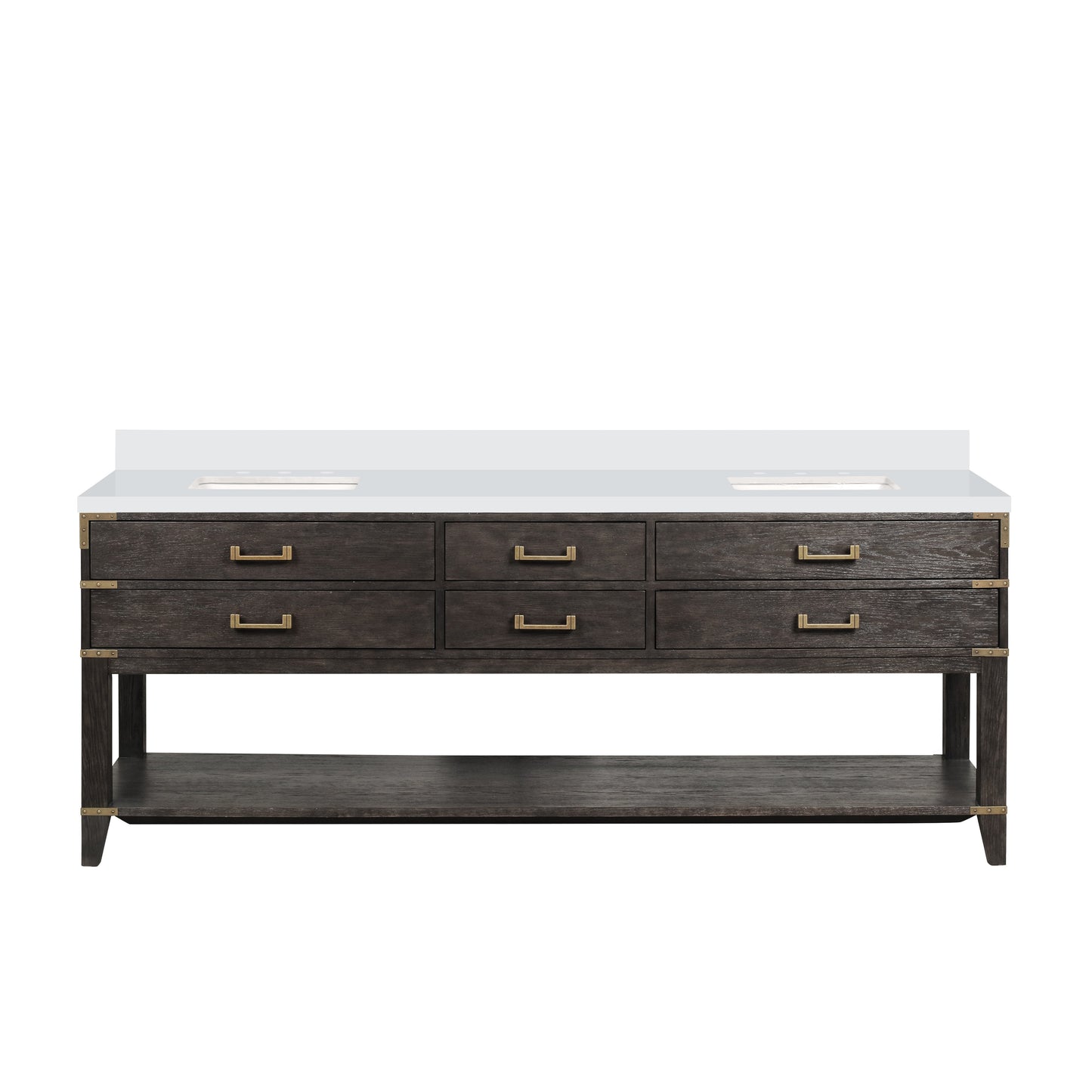 Norwalk 84 in W x 22 in D Brown Oak Double Bath Vanity