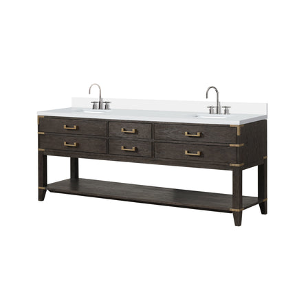 Norwalk 84 in W x 22 in D Brown Oak Double Bath Vanity