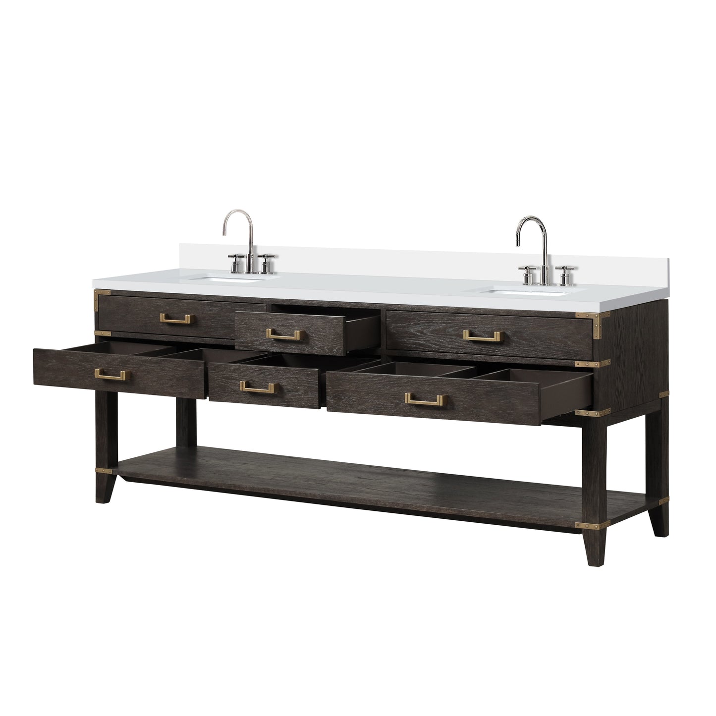 Norwalk 84 in W x 22 in D Brown Oak Double Bath Vanity
